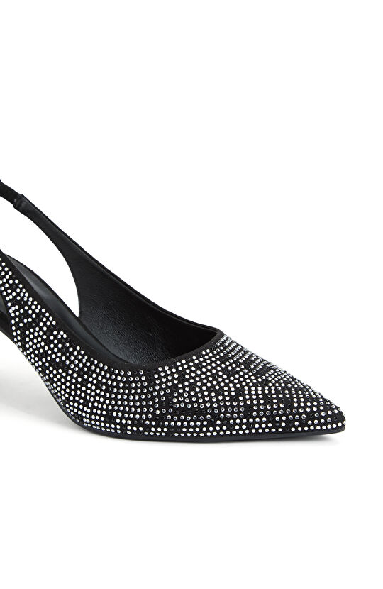 Gümüş Kadın Taşlı Topuklu Ayakkabı