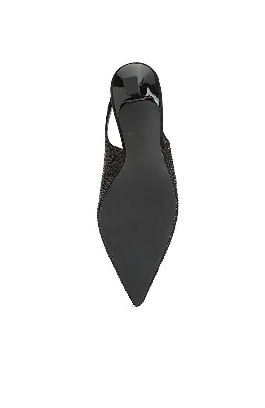 Siyah Kadın Taşlı Topuklu Ayakkabı