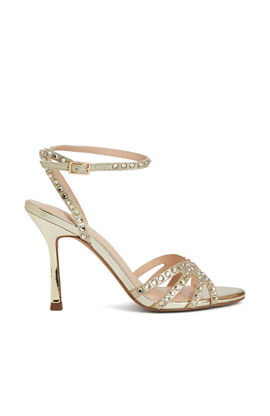 Gold Bantlı Kadın Topuklu Sandalet