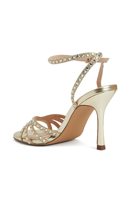 Gold Bantlı Kadın Topuklu Sandalet