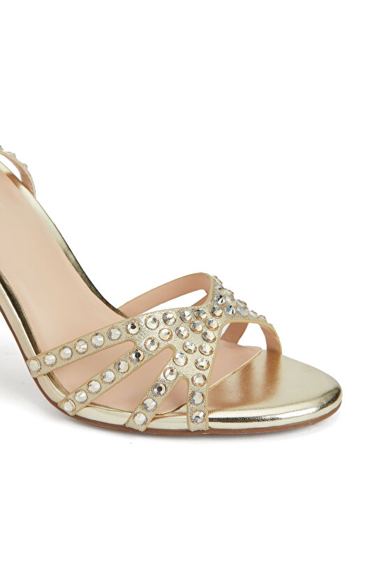 Gold Bantlı Kadın Topuklu Sandalet