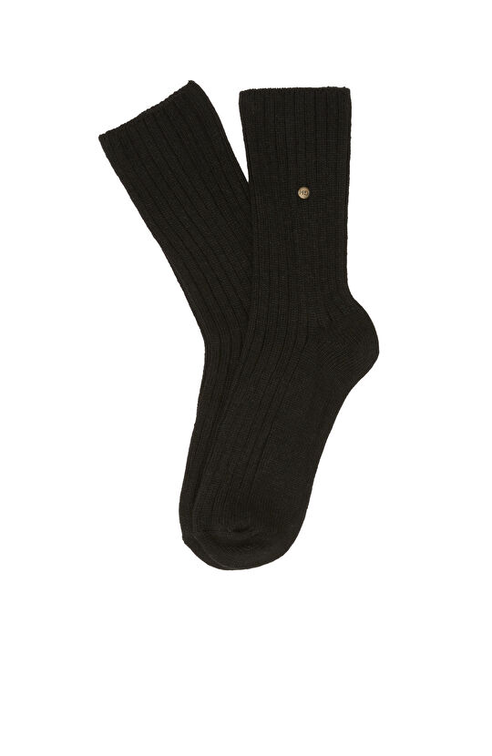 Siyah Yün Karışımlı Kadın Çorap