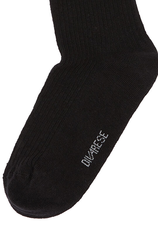 Siyah Çizgi Desenli Kadın Soket Çorap