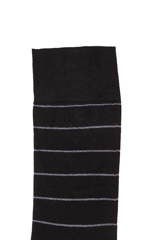 Siyah Çizgili Erkek Bambu Soket Çorap