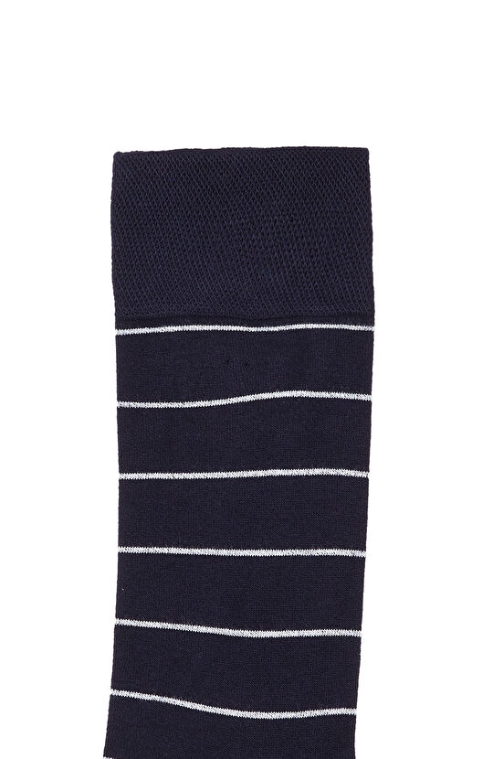 Lacivert Çizgili Erkek Bambu Soket Çorap