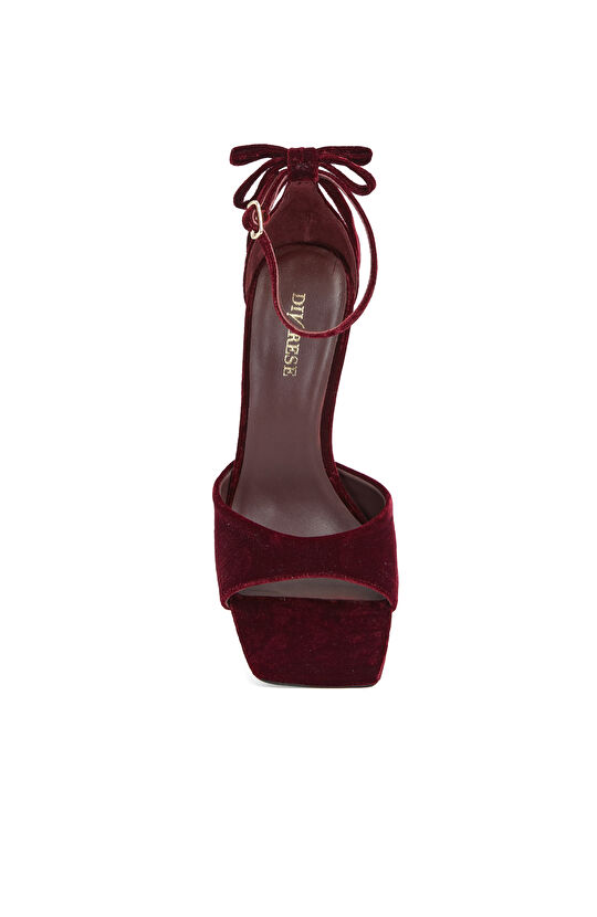 Bordo Bantlı Kadın Topuklu Sandalet