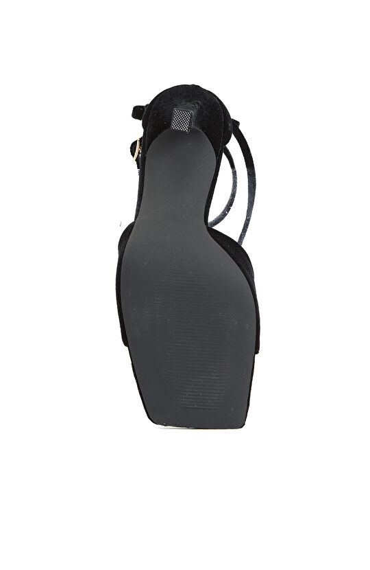 Siyah Bantlı Kadın Topuklu Sandalet