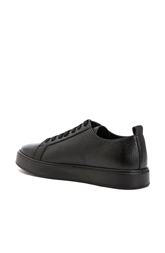 Siyah Desenli Erkek Deri Sneaker