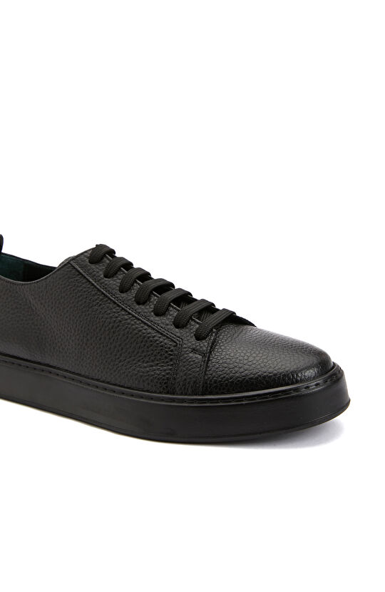 Siyah Desenli Erkek Deri Sneaker