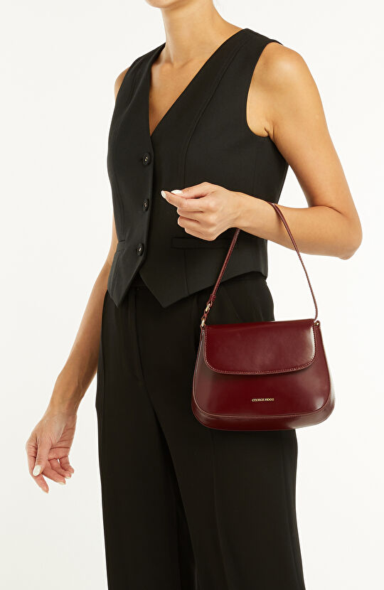 Bordo Kadın Deri Postacı Çanta