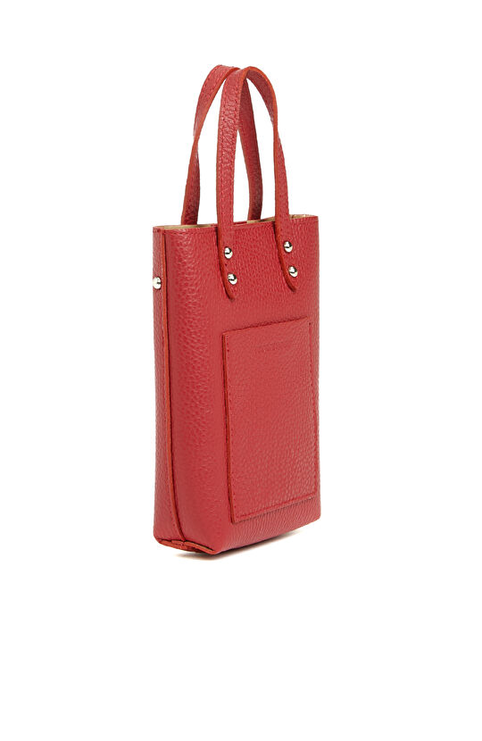 Bordo Desenli Kadın Deri Postacı Çantası