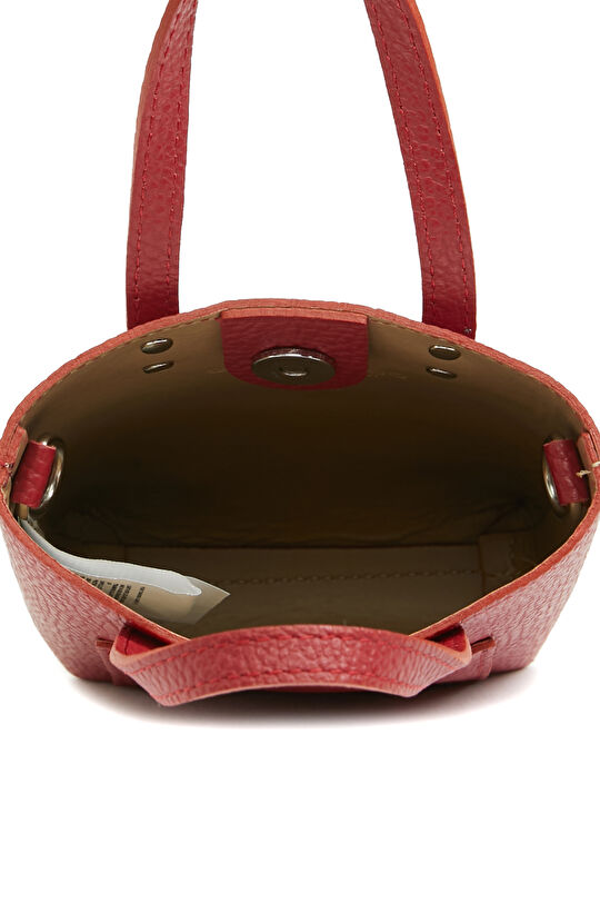 Bordo Desenli Kadın Deri Postacı Çantası