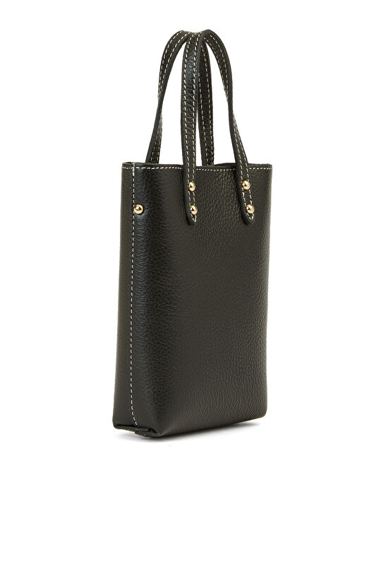 Siyah Desenli Kadın Deri Postacı Çantası