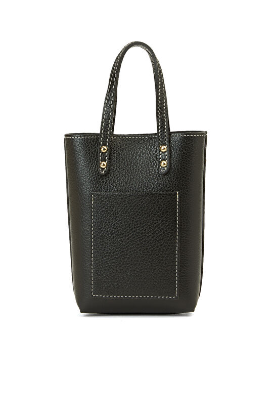 Siyah Desenli Kadın Deri Postacı Çantası