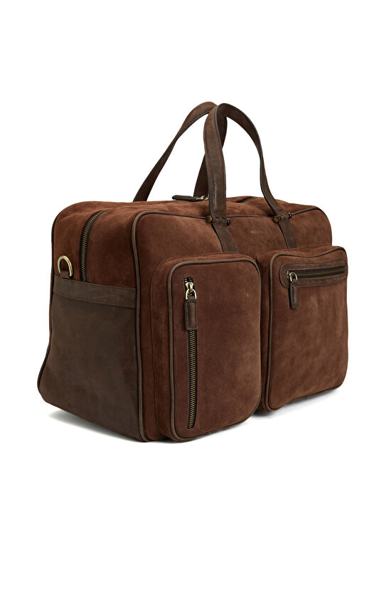 Kahverengi Erkek Süet Seyahat Çantası