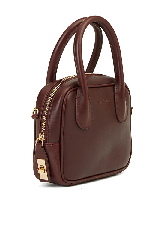 Bordo Kadın Deri Postacı Çantası