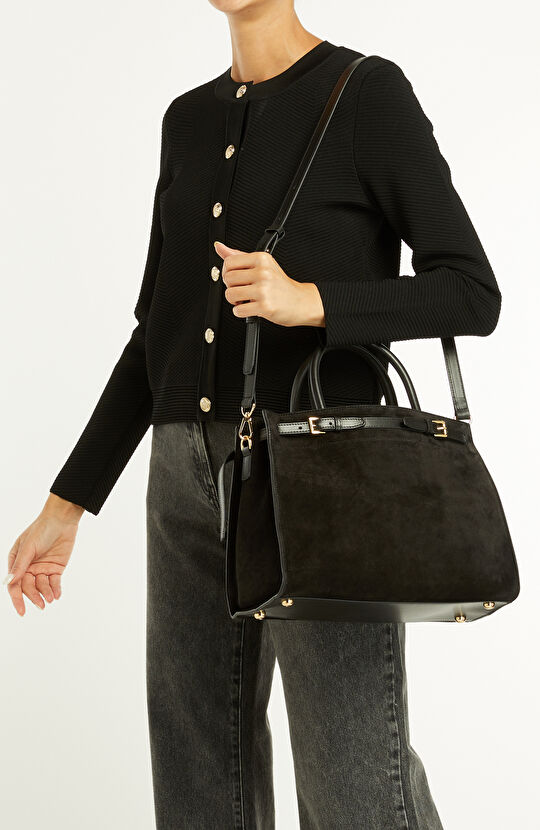 Siyah Kadın Süet Deri Çanta