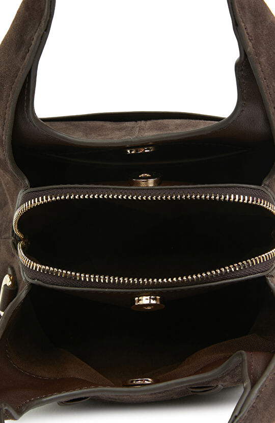 Kahverengi Kadın Küçük Süet Çanta