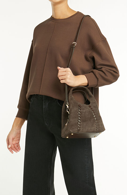 Kahverengi Kadın Küçük Süet Çanta