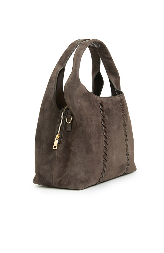 Kahverengi Kadın Büyük Süet Çanta