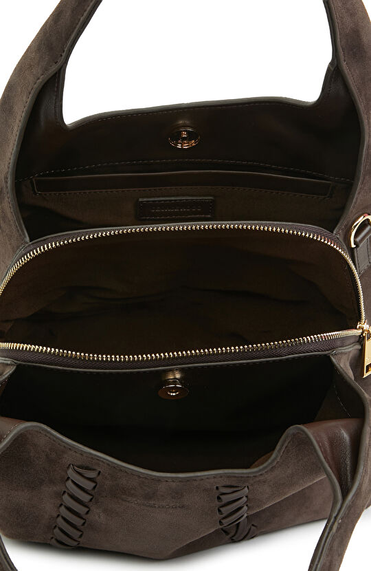 Kahverengi Kadın Büyük Süet Çanta