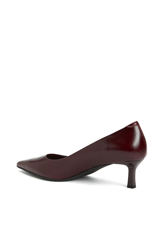 Bordo Deri Topuklu Ayakkabı
