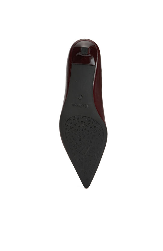 Bordo Deri Topuklu Ayakkabı