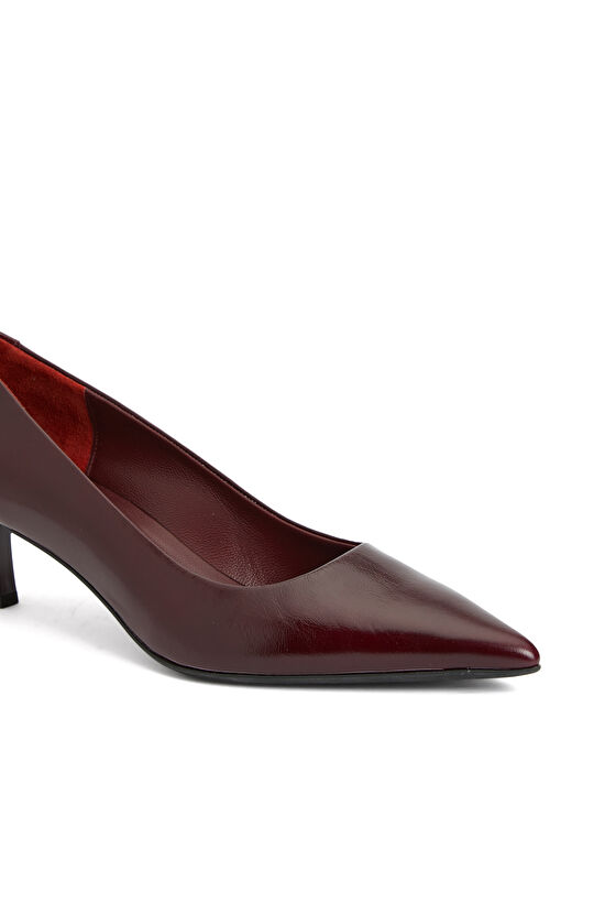 Bordo Deri Topuklu Ayakkabı