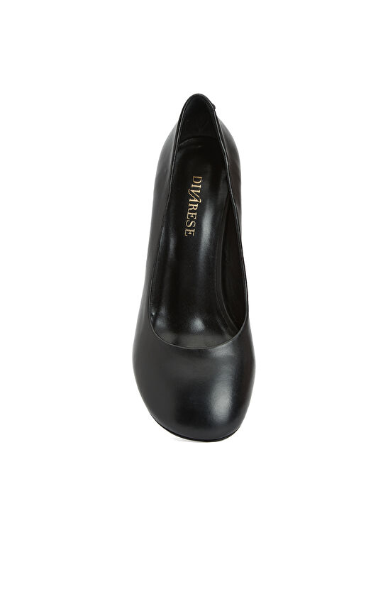 Siyah Deri Topuklu Ayakkabı