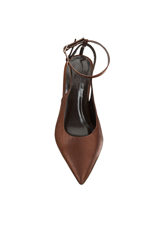 Kahverengi Deri Topuklu Ayakkabı