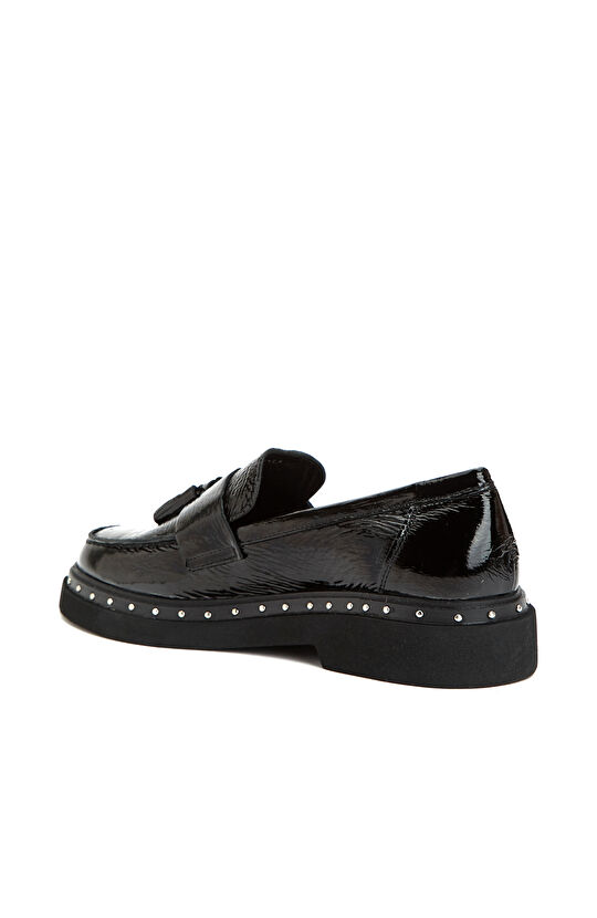 Siyah Kadın Deri Loafer