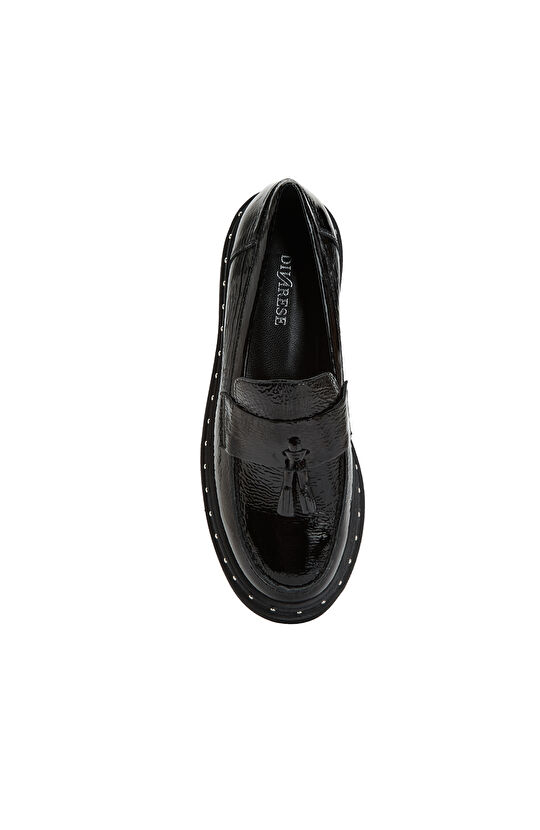 Siyah Kadın Deri Loafer