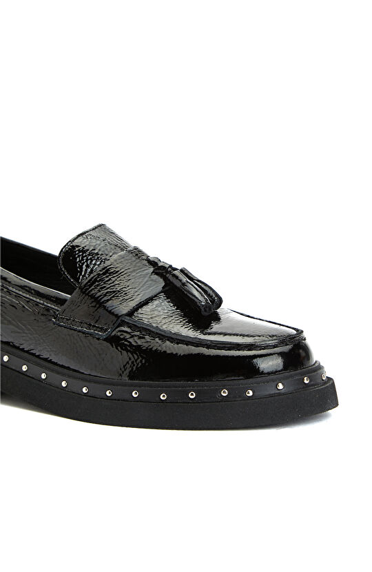 Siyah Kadın Deri Loafer