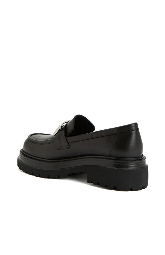Siyah Kadın Deri Loafer