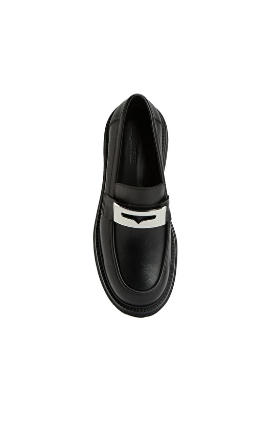 Siyah Kadın Deri Loafer