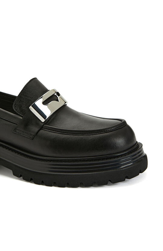 Siyah Kadın Deri Loafer