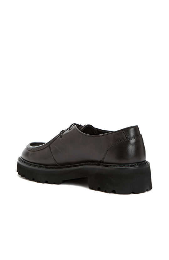 Siyah Tay Tüyü Garnili Kadın Deri Loafer