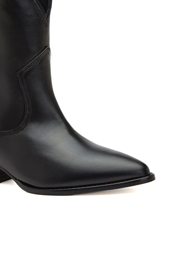 Siyah Kadın Western Deri Bot