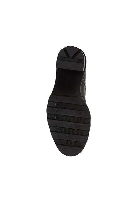 Siyah Triko Detaylı Kadın Deri Bot