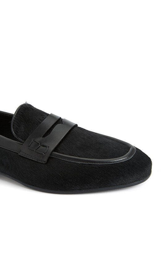 Siyah Kadın Deri Loafer