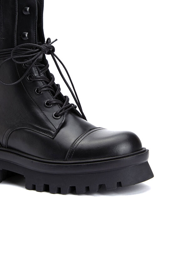 Black Women's Postal Leather Boots