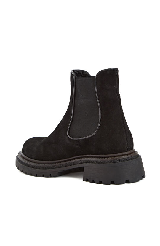 Siyah Kadın Chelsea Süet Deri Bot