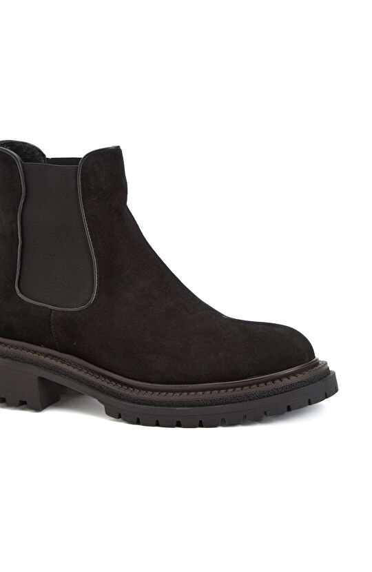 Siyah Kadın Chelsea Süet Deri Bot