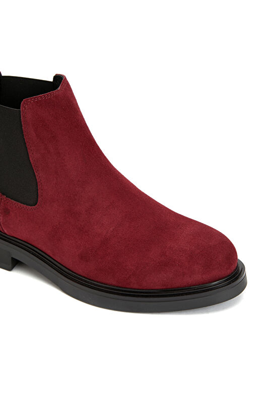 Bordo Kadın Chelsea Süet Deri Bot