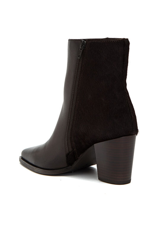 Kahverengi Kadın Tay Tüyü Detaylı Western Deri Bot