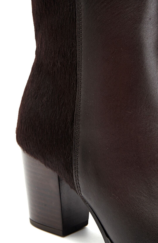 Kahverengi Kadın Tay Tüyü Detaylı Western Deri Bot