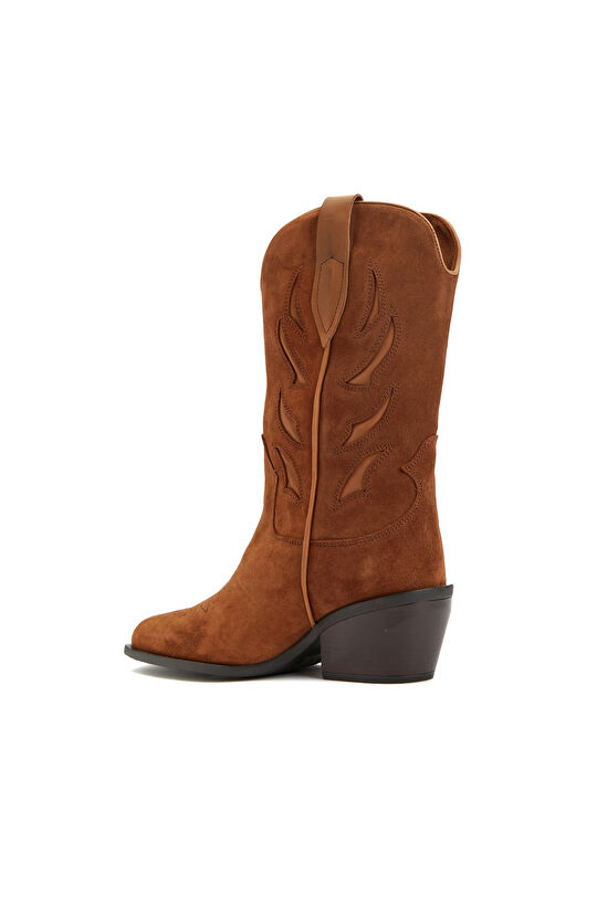 Taba Kadın Kovboy Süet Çizme