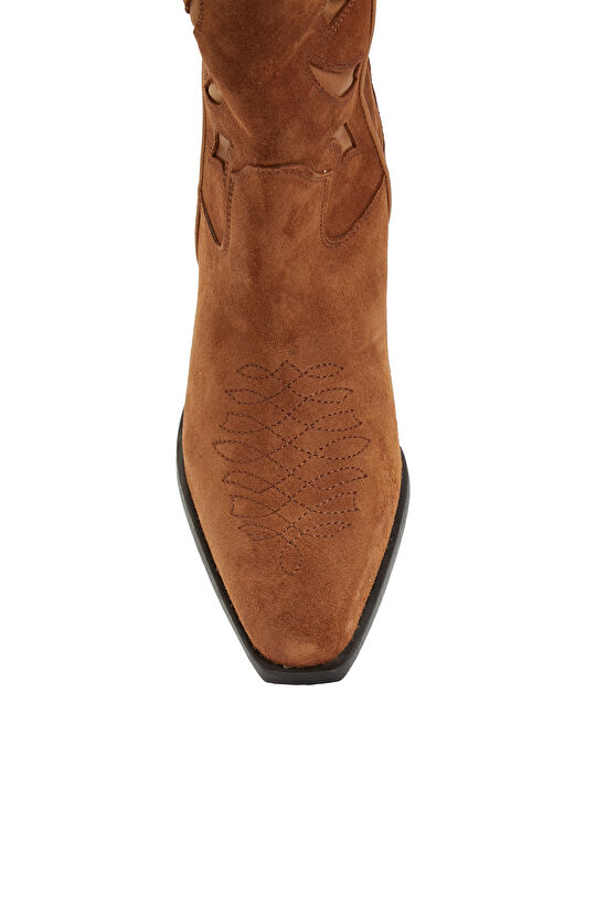 Taba Kadın Kovboy Süet Çizme