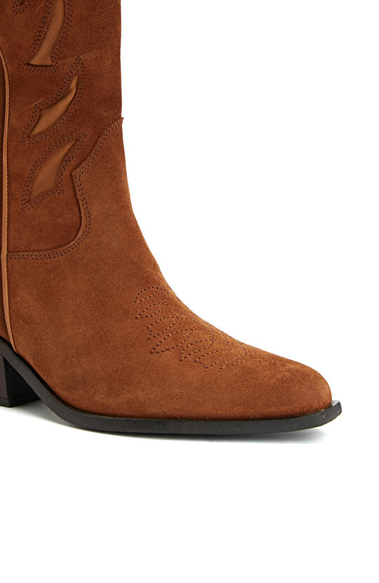 Taba Kadın Kovboy Süet Çizme