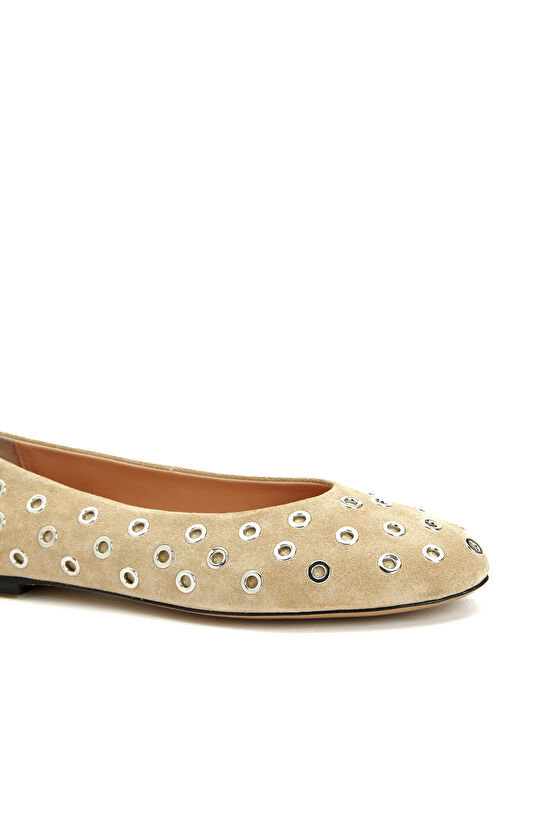 Bej Kapsül Detaylı Deri Babet